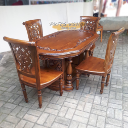 Set Meja Makan Ganesha Gendhong Silang Mawar - Gambar 2