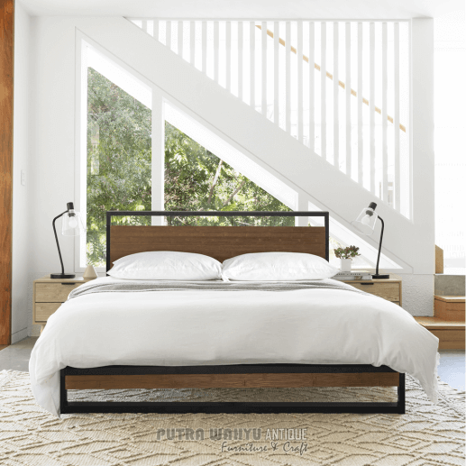 jual tempat tidur minimalis industrial jati murah